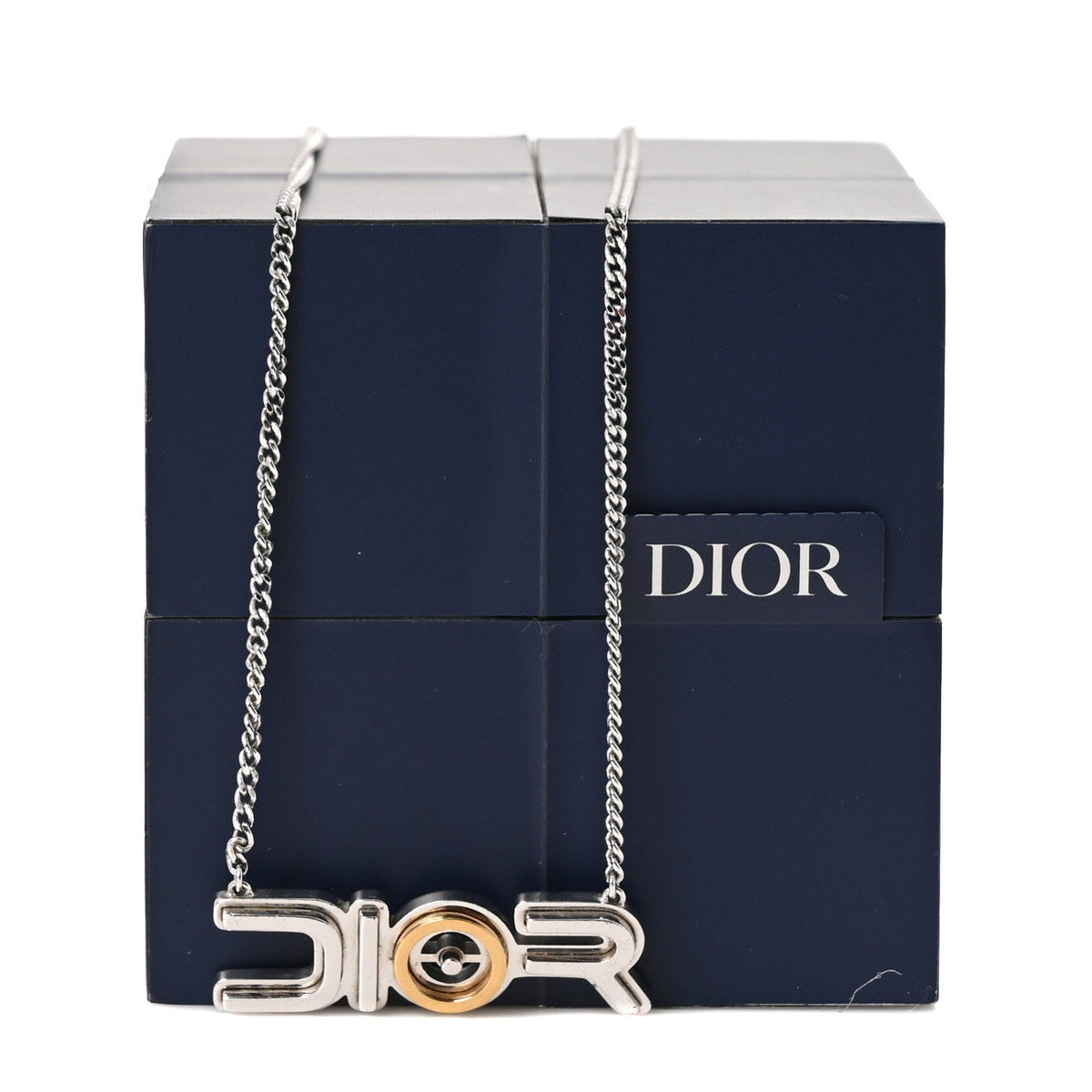 Christian DiorX SORAYAMA Metal Logo Necklace Silver Gold