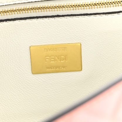 Fendi Nappa FF Embossed Line Print Midi Chain Baguette White Multicolor 1984938