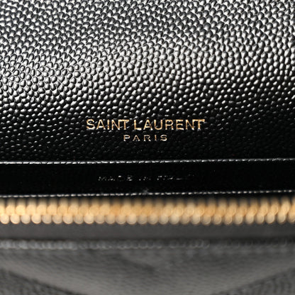 Saint Laurent Grain De Poudre Matelasse Monogram Chain Wallet Black