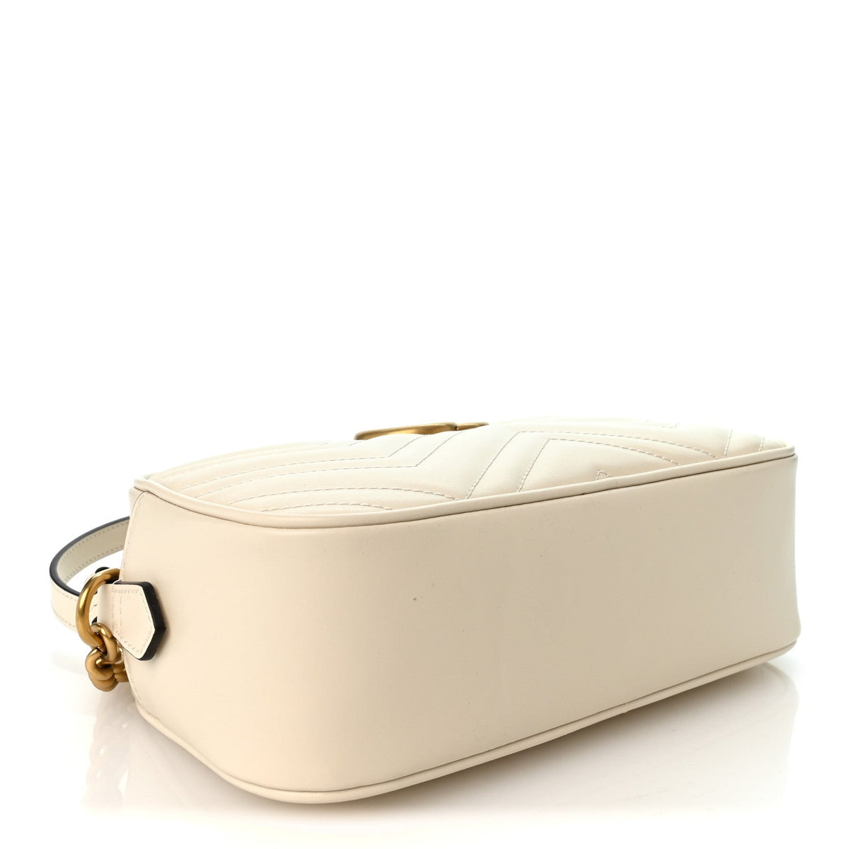 Gucci Calfskin Matelasse Small GG Marmont Chain Shoulder Bag White 1987195