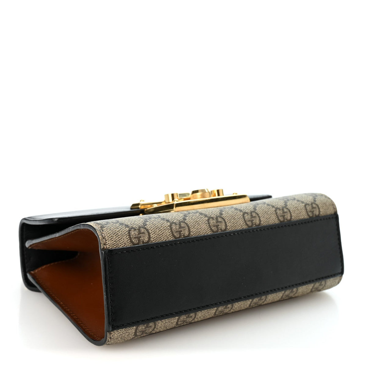 Gucci GG Supreme Calfskin Small Padlock Shoulder Bag Beige Black Cuir 1986340