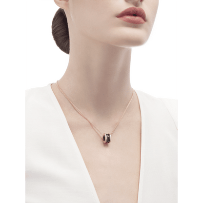 18K Rose Gold Diamond Black Ceramic B.zero1 Necklace