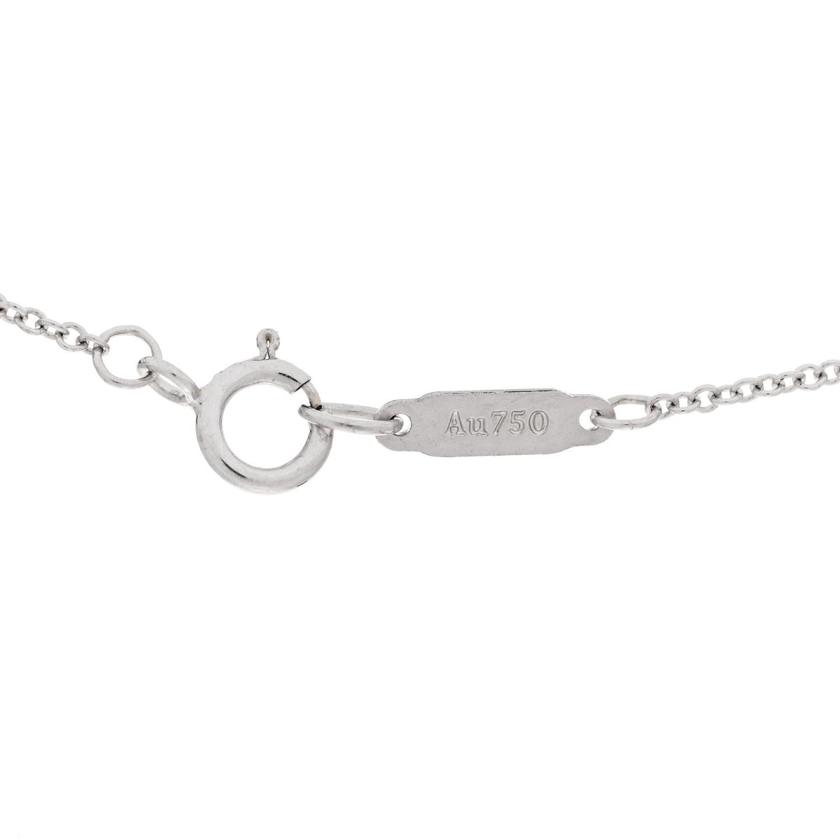 Tiffany 18K White Gold Diamond Small T Smile Pendant Necklace