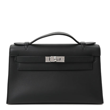 Hermes Swift Kelly Pochette Clutch Black