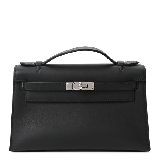 Hermes Swift Kelly Pochette Clutch Black