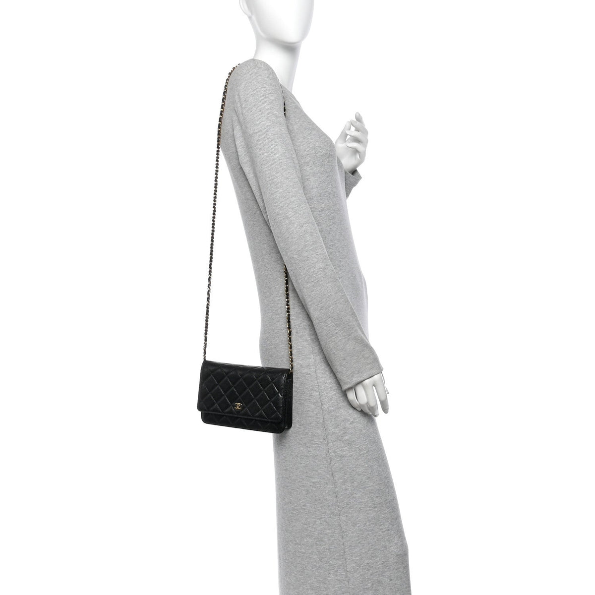 Chanel Caviar Quilted Wallet on Chain WOC Black