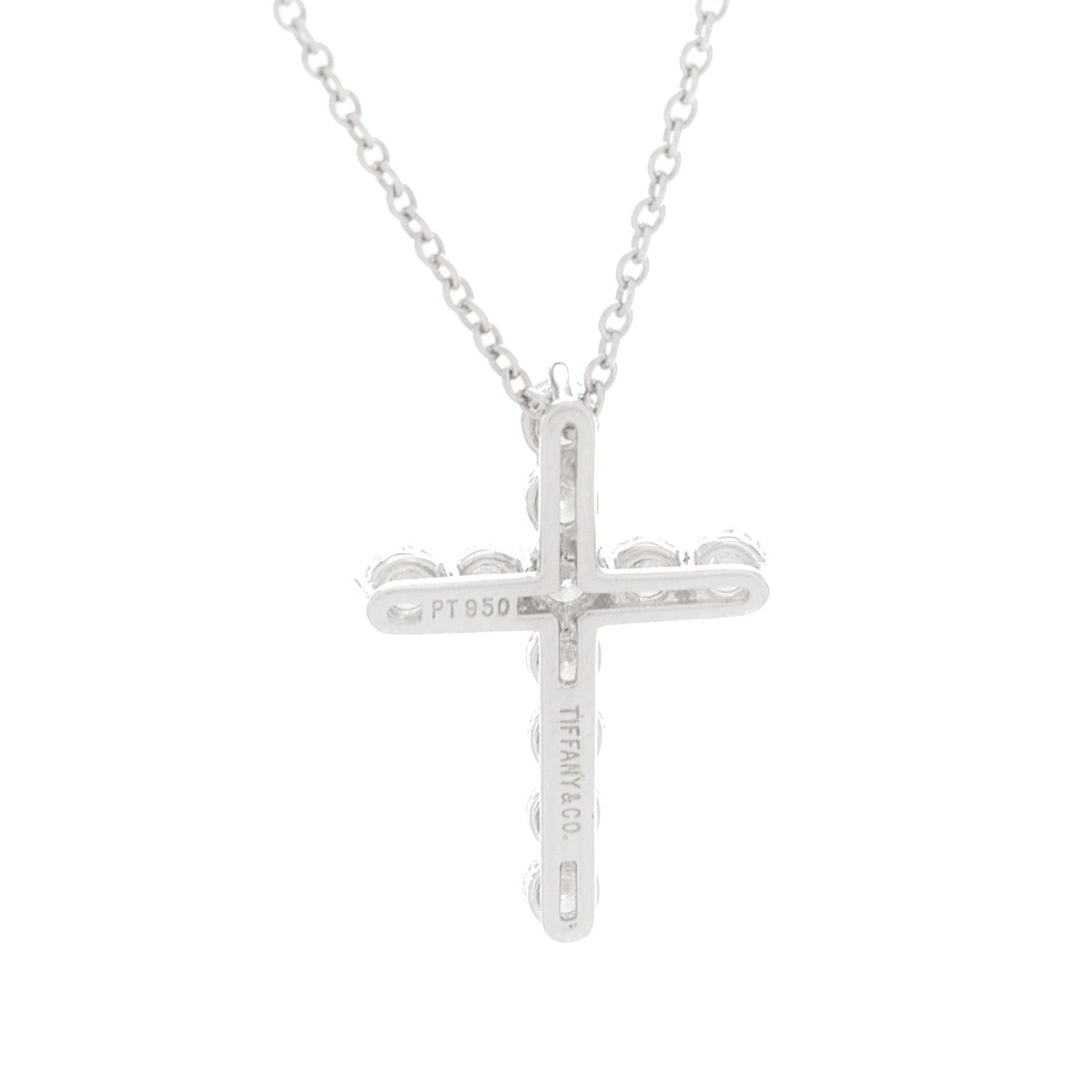 Platinum Diamond Small Cross Pendant Necklace