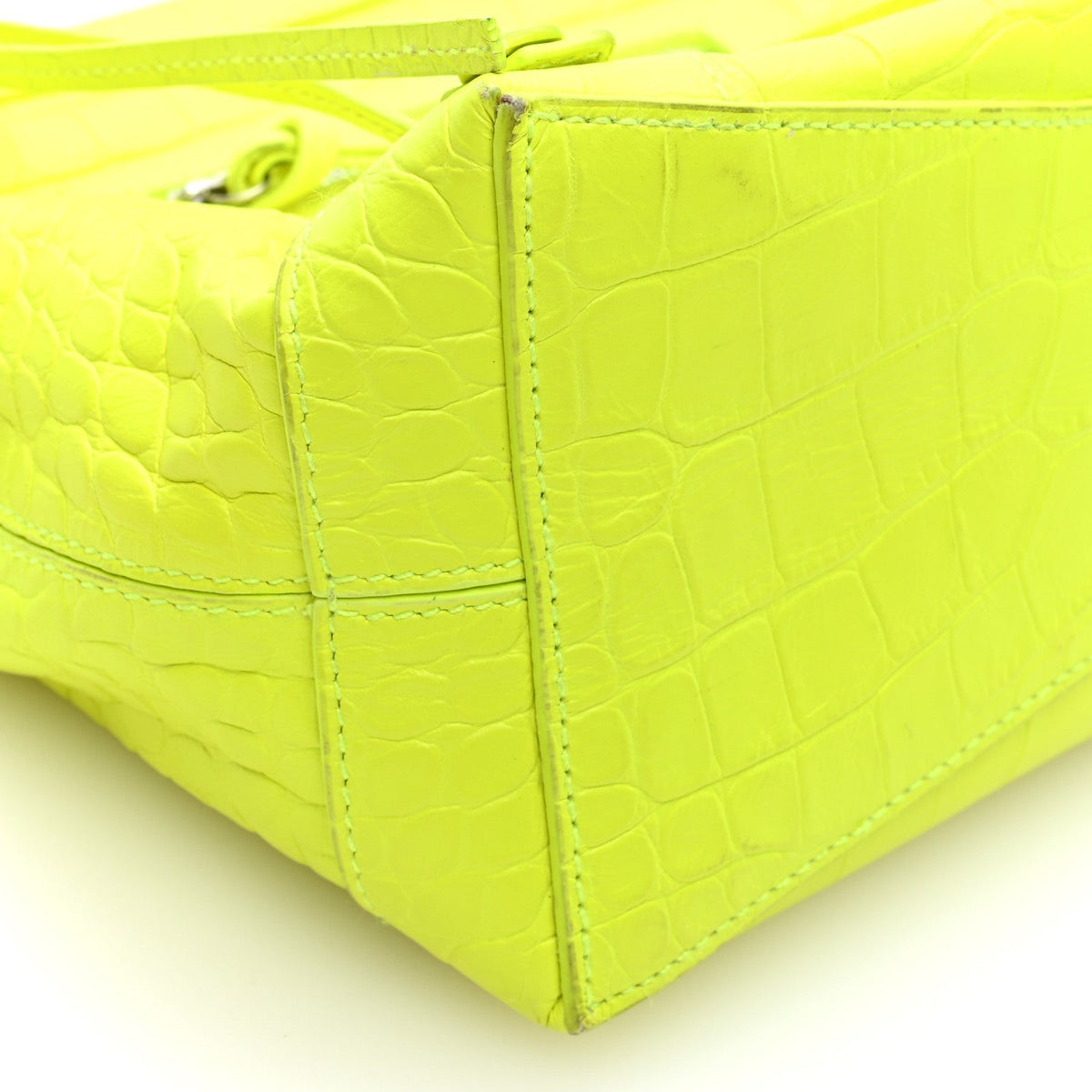 Balenciaga Croc Embossed Calfskin Neo Classic Hardware Hobo XS Flou Yellow