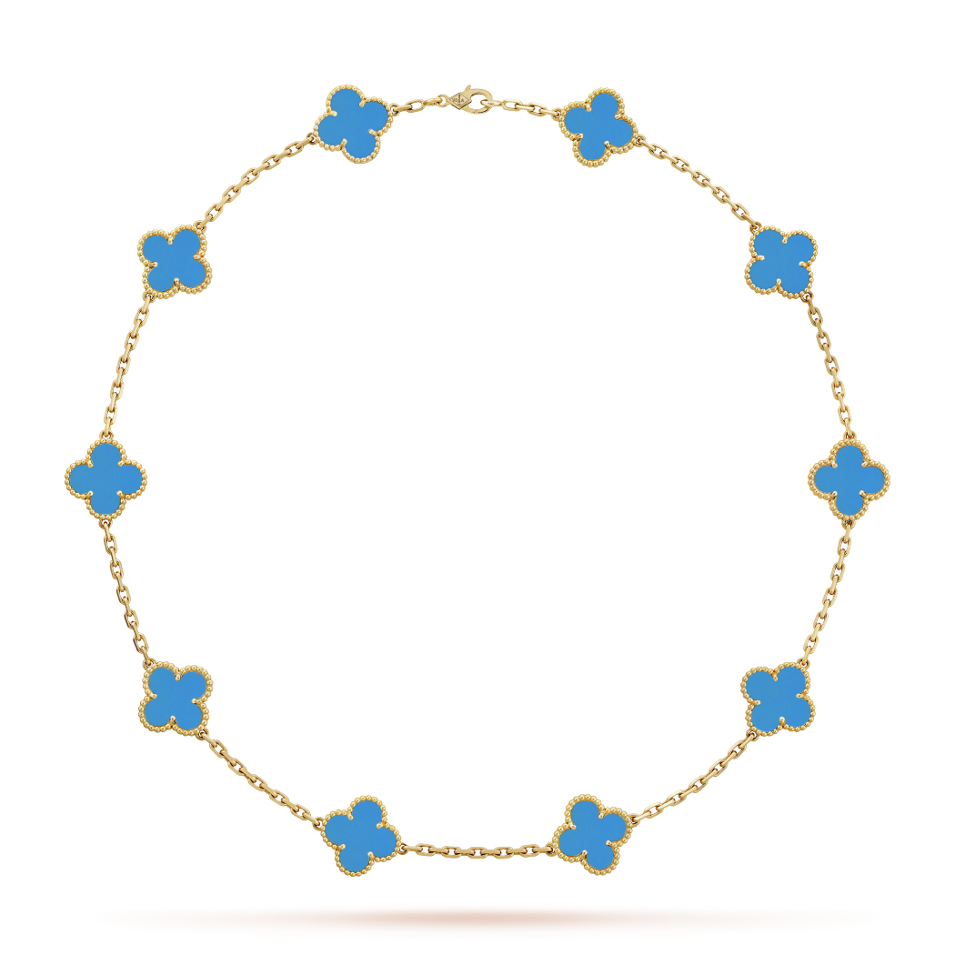 18K White Gold Agate VCA Vintage Alhambra Necklace