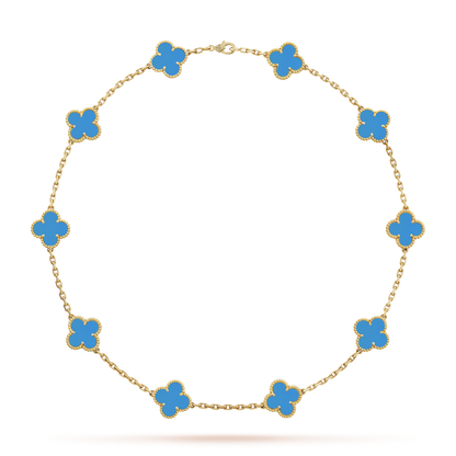 18K White Gold Agate VCA Vintage Alhambra Necklace