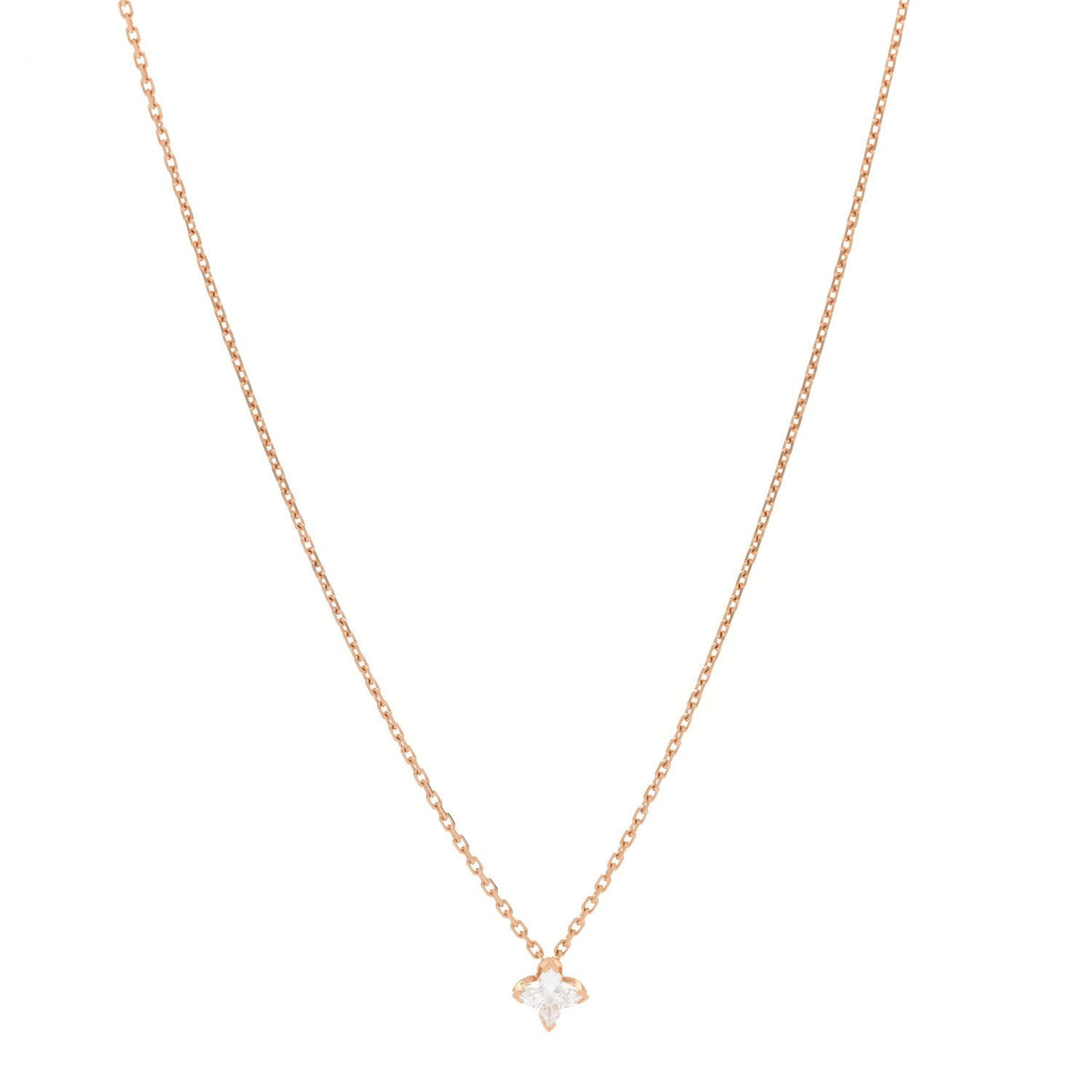 Louis Vuitton 18K Pink Gold Diamond 0.38ct LV Monogram Star Cut Pendant Necklace