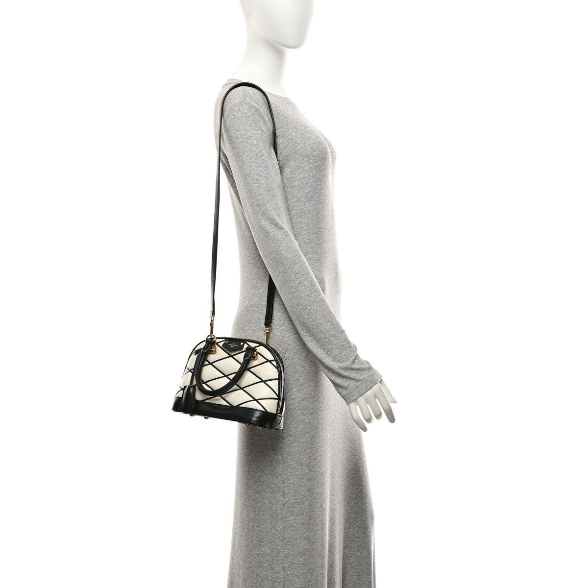 Louis Vuitton Lambskin Malletage Alma BB Black White