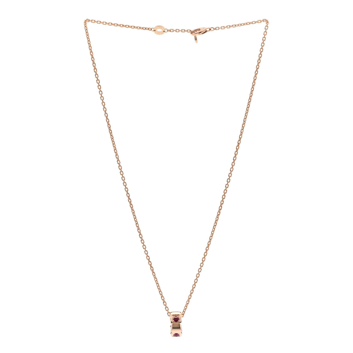 Bulgari 18K Rose Gold Ruby Serpenti Viper Pendant Necklace