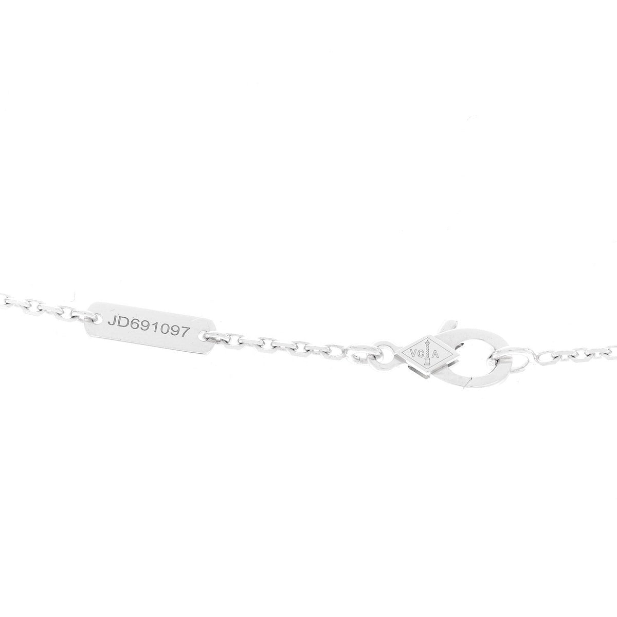 Van Cleef & Arpels 18K White Gold Guilloche Alhambra Pendant Necklace