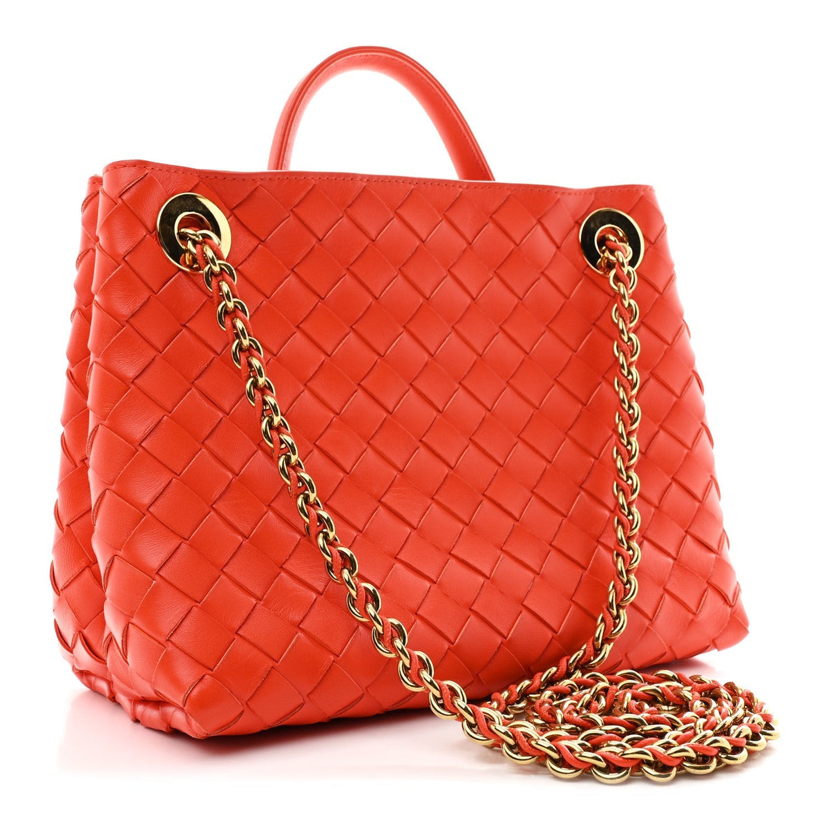 Bottega Veneta Nappa Intrecciato Small Andiamo Chain Bag Orange