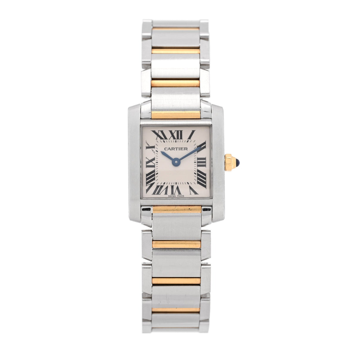 Cartier Stainless Steel 18K Yellow Gold 20mm Tank Francaise Quartz Watch