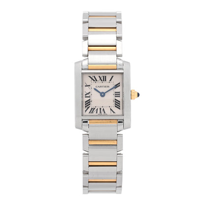 Cartier Stainless Steel 18K Yellow Gold 20mm Tank Francaise Quartz Watch