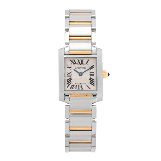 Cartier Stainless Steel 18K Yellow Gold 20mm Tank Francaise Quartz Watch