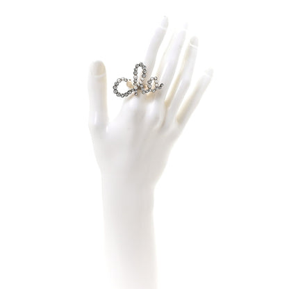 Chanel Crystal Pearl Cha-Nel Rings Set Gold