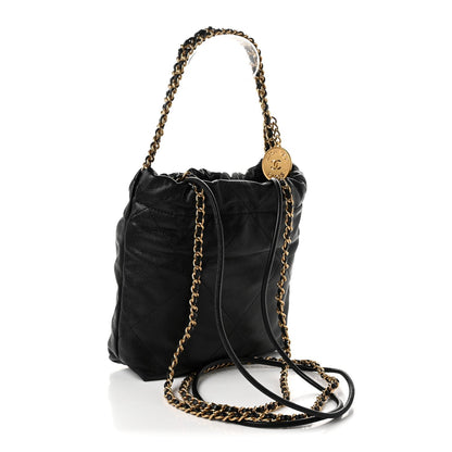 Chanel Shiny Caviar Quilted Monochrome Mini Chanel 22 Black
