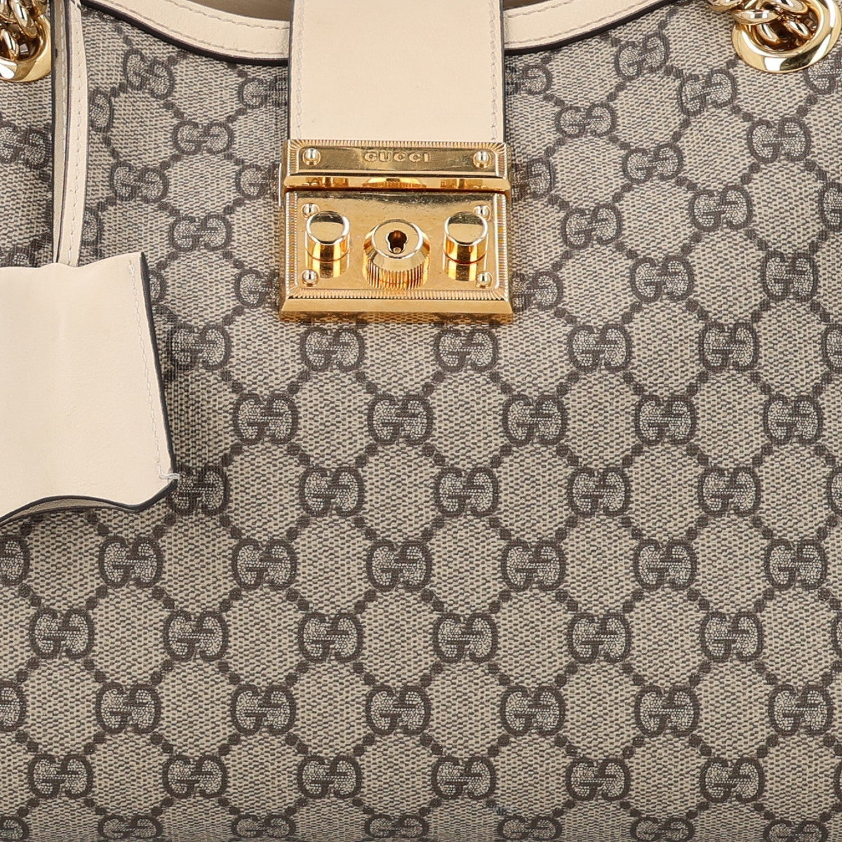 Gucci GG Supreme Monogram Medium Padlock Tote White 1985192