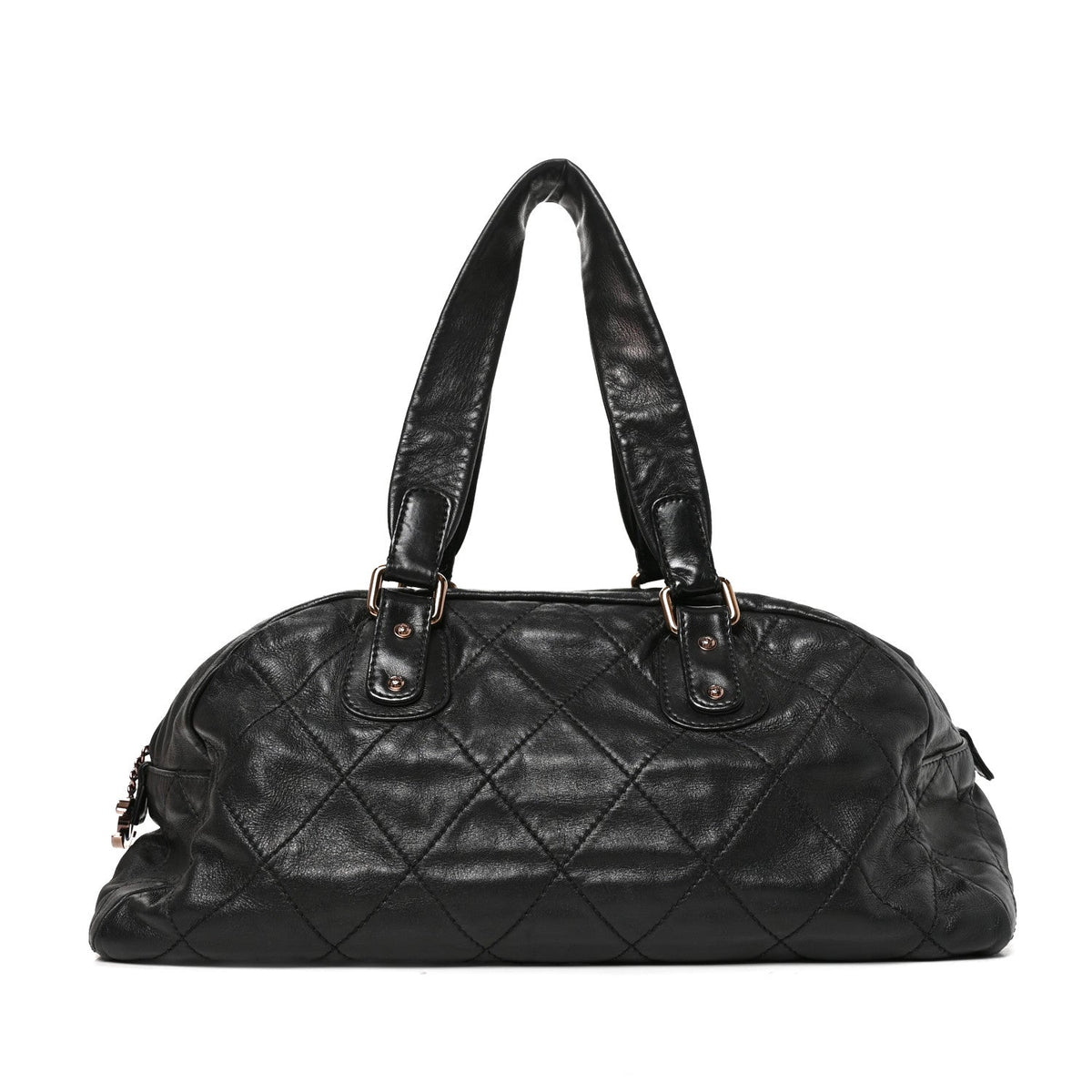 Chanel Lambskin Cloudy Bundle Bowler Bag Black