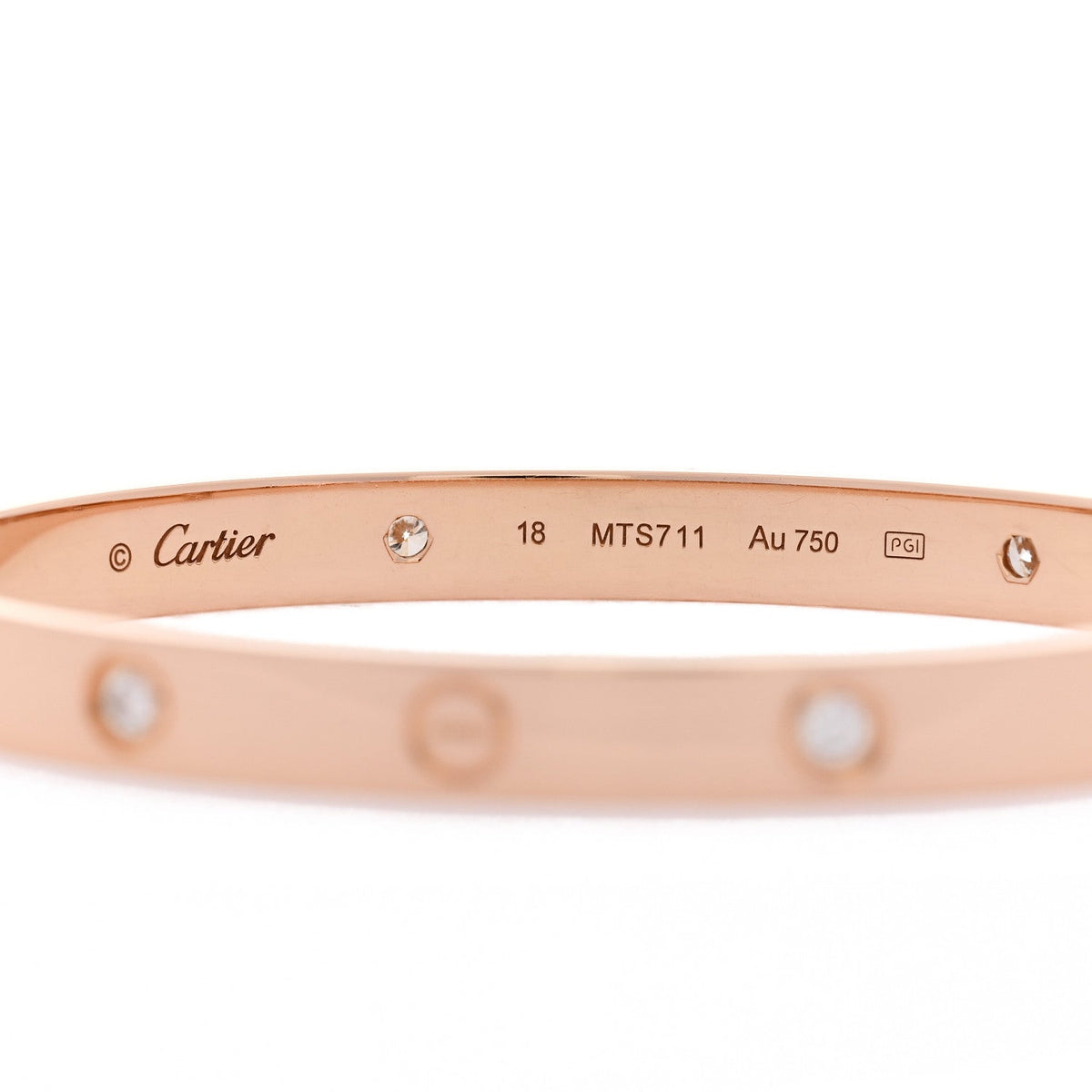 Cartier 18K Pink Gold 4 Diamond LOVE Bracelet 17