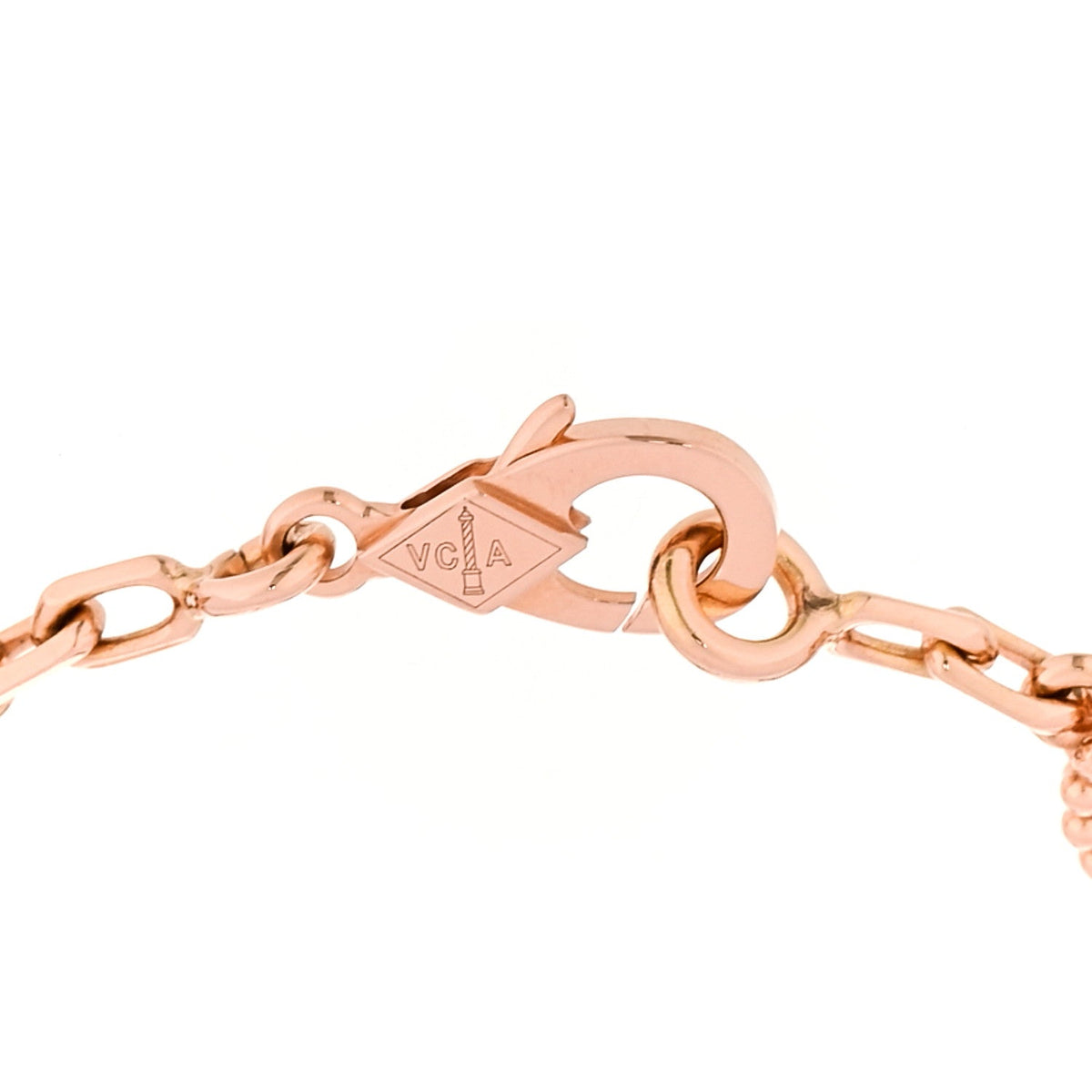 Van Cleef & Arpels 18K Rose Gold Carnelian Guilloche Vintage Alhambra Bracelet