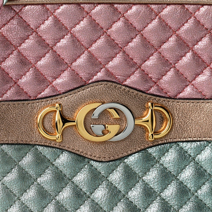 Gucci Laminated Nappa Trapuntata Small Zumi Shoulder Bag Rosa Lago Rame