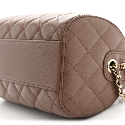 Chanel Caviar Quilted Barrel Clutch With Chain Brown 1983770