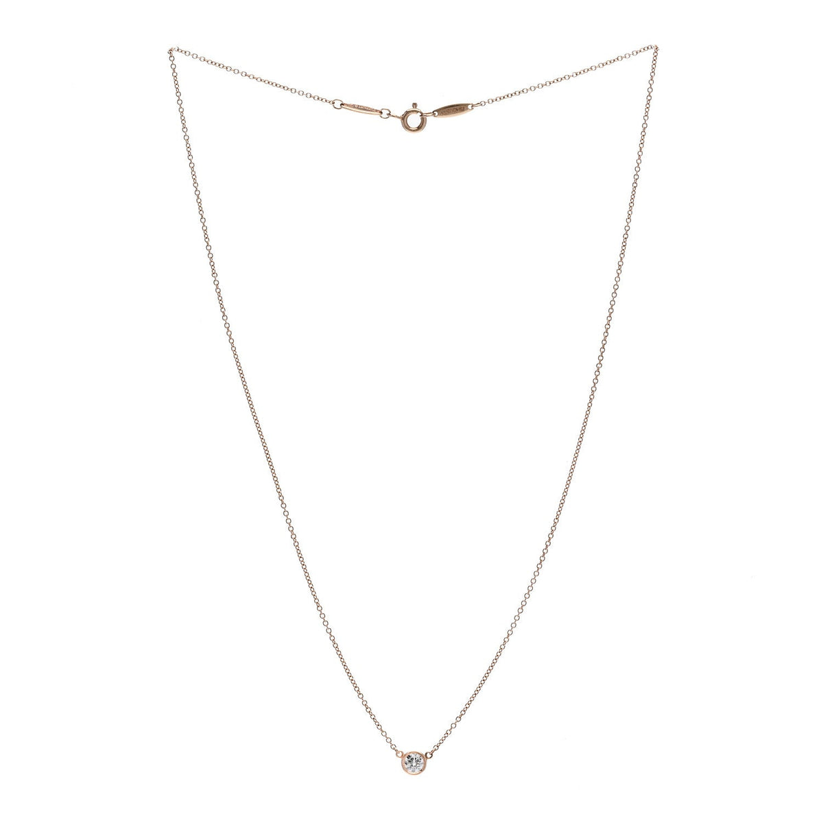 Tiffany 18K Rose Gold Diamond Elsa Peretti Pendant Necklace