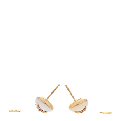 Louis Vuitton 18K Yellow Gold Diamond White Agate Color Blossom BB Star Stud Earrings
