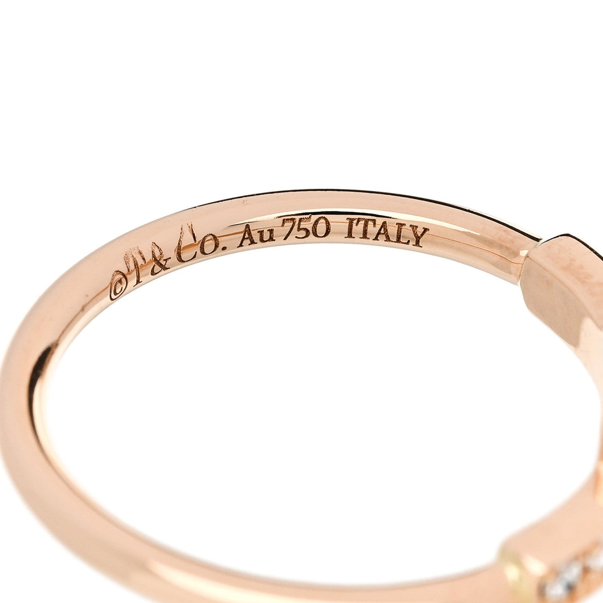 Tiffany 18K Rose Gold Diamond T Wire Ring 51 5.75
