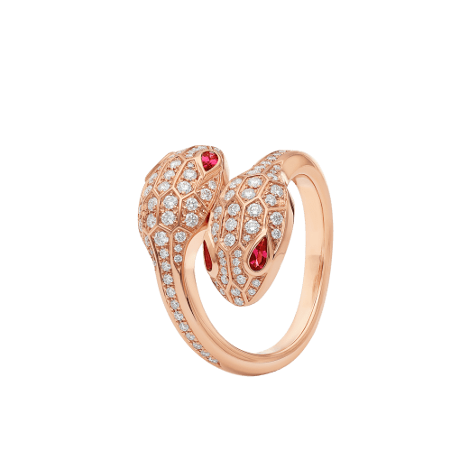 18K Rose Gold Diamonds BVLGARI Serpenti Seduttori Ring