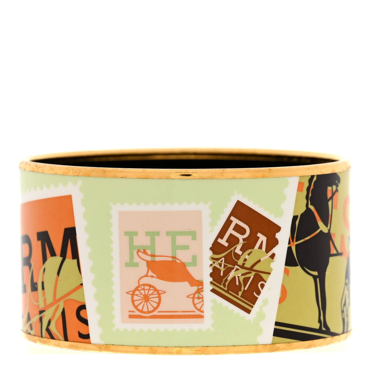 Hermes Palladium Enamel Extra Wide De Passage a Paris Bracelet 65