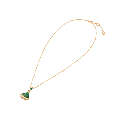 18K Rose Gold Diamond Malachite BVLGARI Divas' Dream Necklace