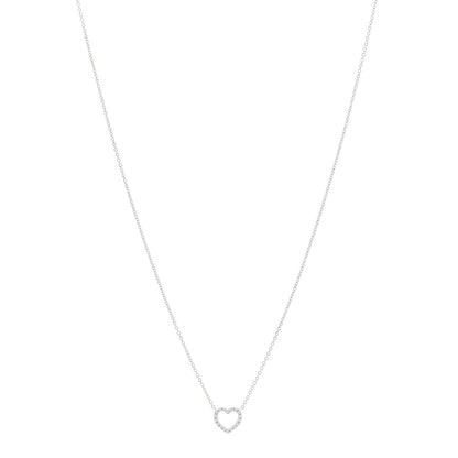 Tiffany 18K White Gold Diamond Metro Heart Pendant Necklace