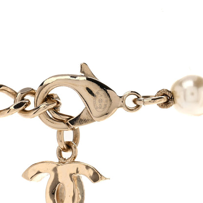 Chanel Pearl Crystal Lambskin CC Long Necklace Gold Black