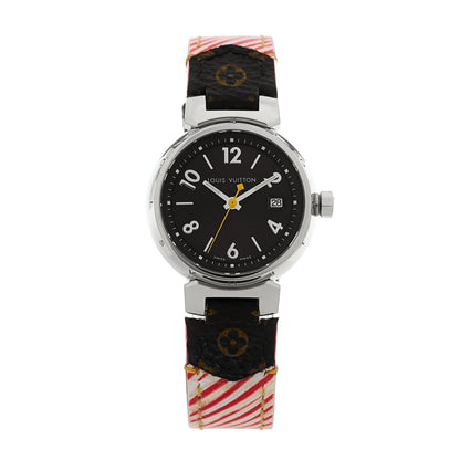 Louis Vuitton Stainless Steel Monogram 28mm Tambour Quartz Watch Brown