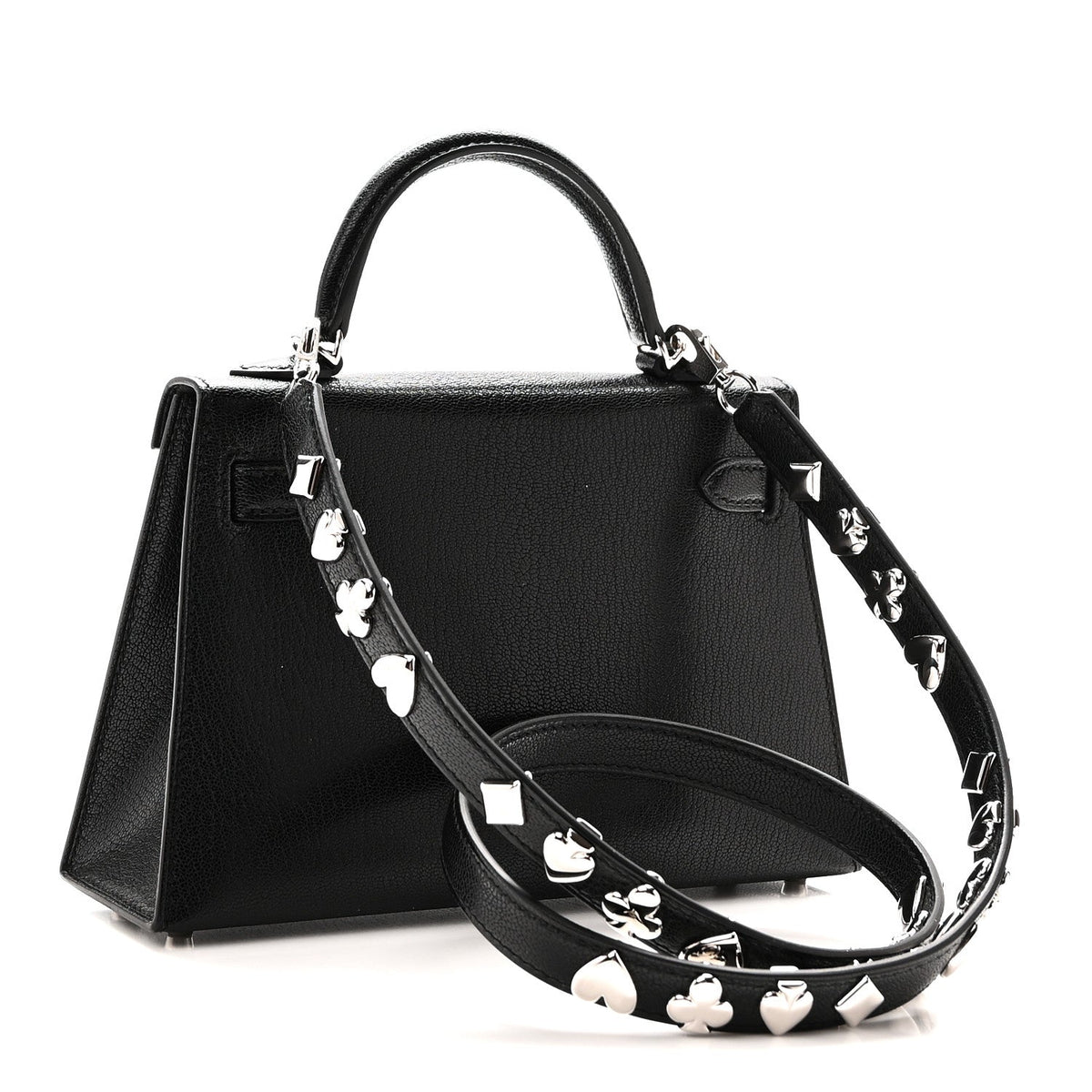 Hermes Chevre Chamkila Clou de Coeur Mini Kelly Sellier 20 Black
