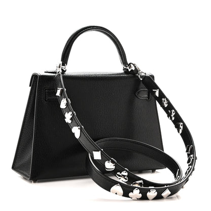 Hermes Chevre Chamkila Clou de Coeur Mini Kelly Sellier 20 Black