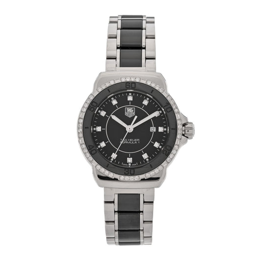 Tag Heuer Stainless Steel Ceramic Diamond 32mm Formula 1 Watch Black WAH1312