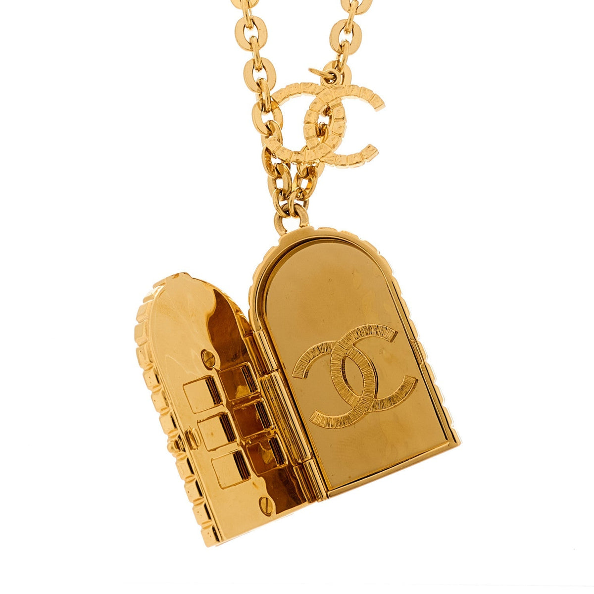 Chanel Metal 31 Rue Cambon Door Long Necklace Gold