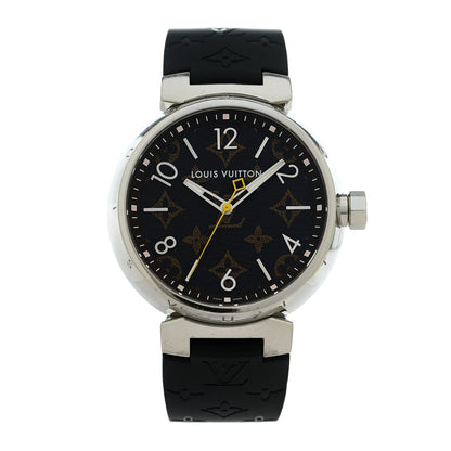 Louis Vuitton Stainless Steel Monogram Tambour Quartz Watch Brown 1938531