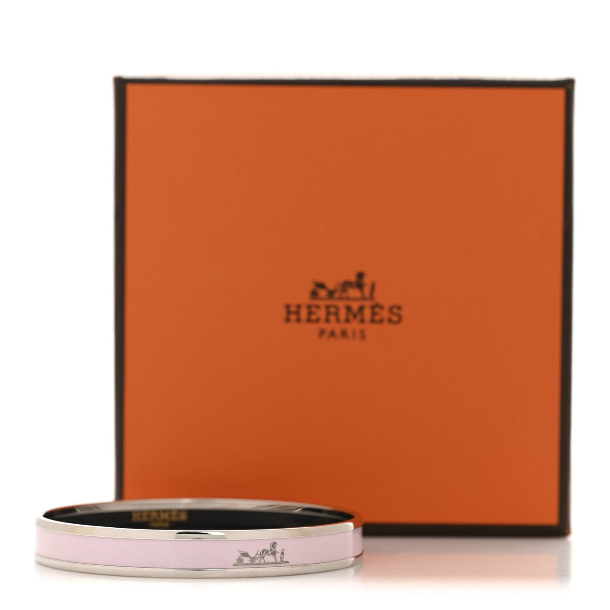 Hermes Enamel Printed Extra Narrow Bracelet 60 Pink