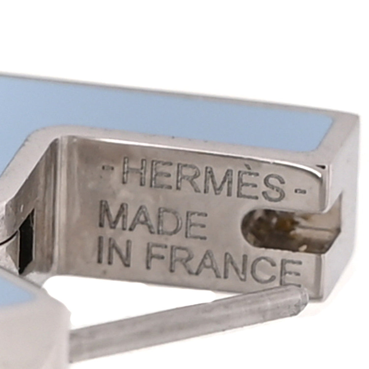Hermes Palladium Habascule Single Earring Bleu Lin
