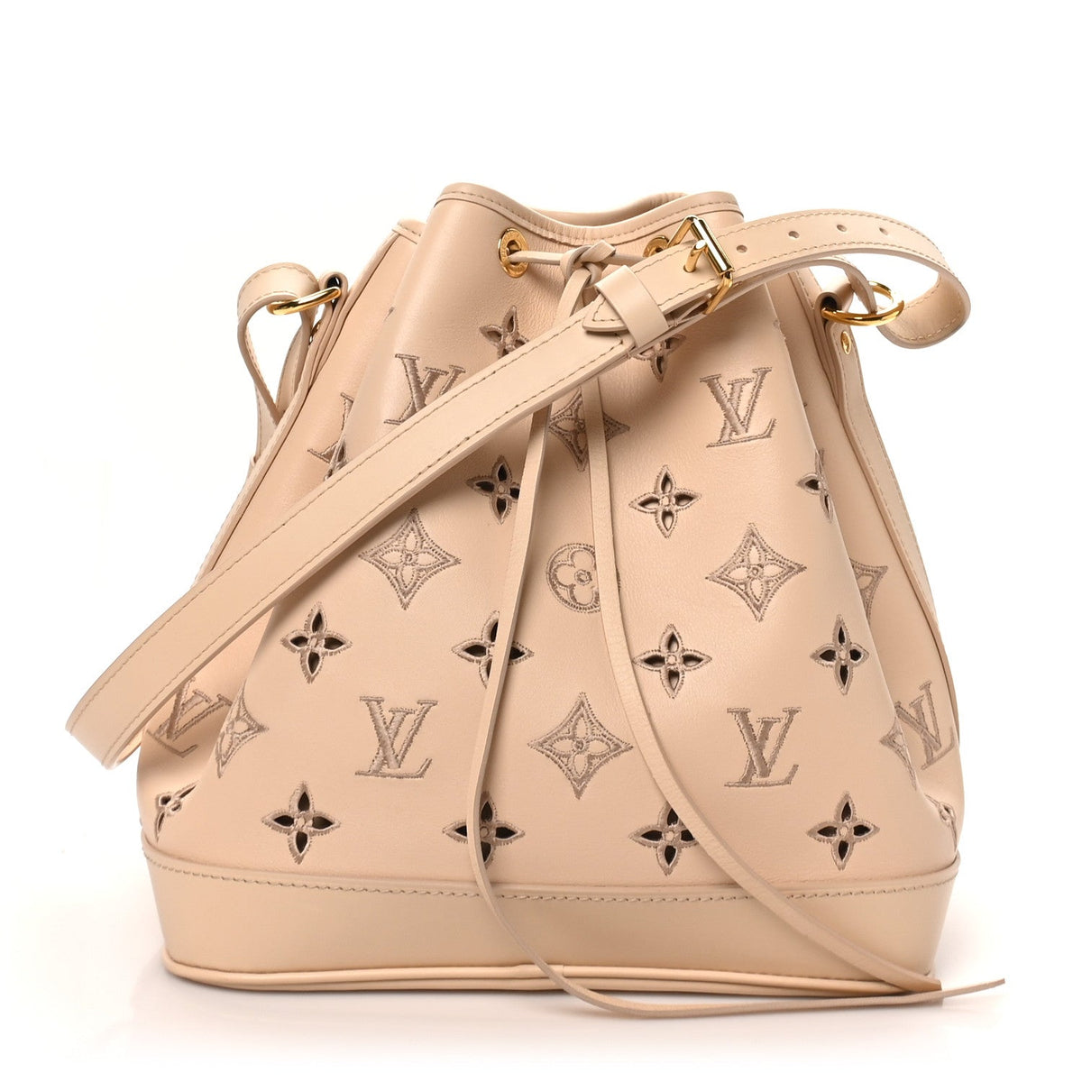 Louis Vuitton Calfskin Monogram Cutout Petit Noe Neutral