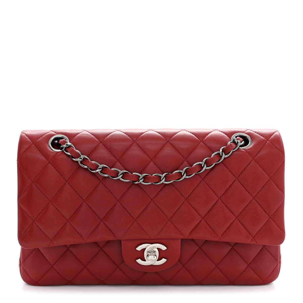 Chanel Lambskin Quilted Medium Double Flap Red 1982443