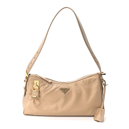 Prada Re-Nylon Vitello Large Aimee Shoulder Bag Cammello