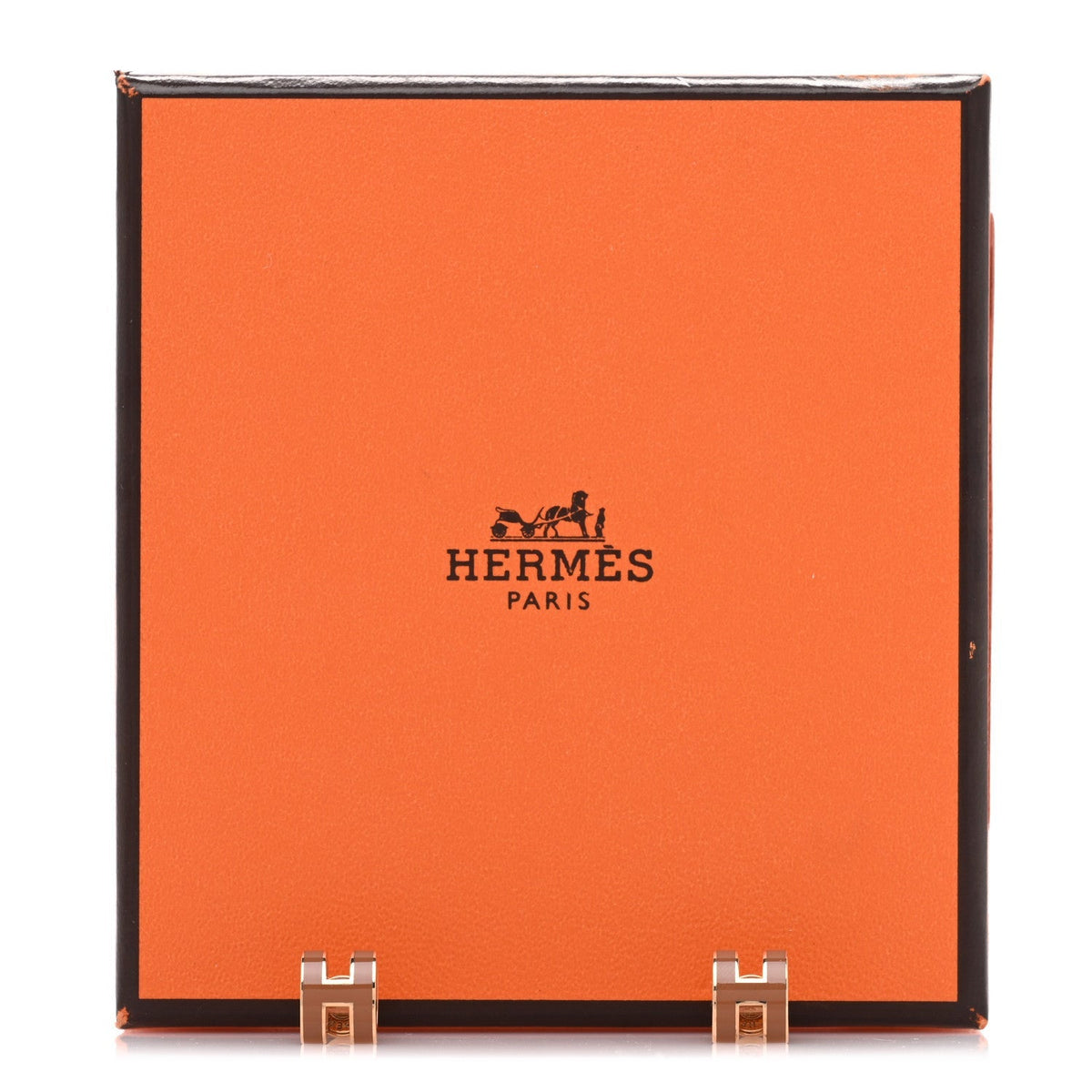 Hermes Rose Gold Lacquered Mini Pop H Earrings New Gold